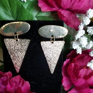 Gold Oval and Triangle Earring Set #121
